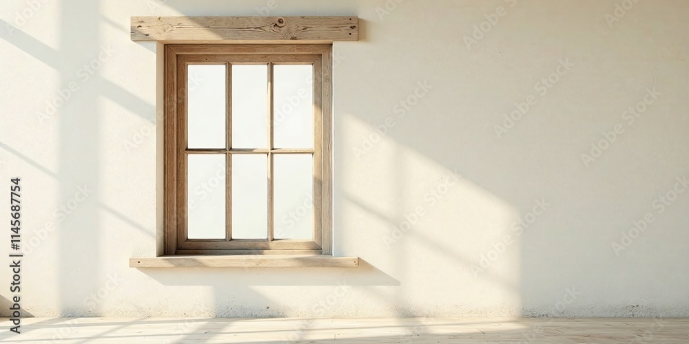 Sunlight Streaming Through a Rustic Window in a Minimalist Room Sunlight Streaming Through a Rustic Window in a Minimalist Room