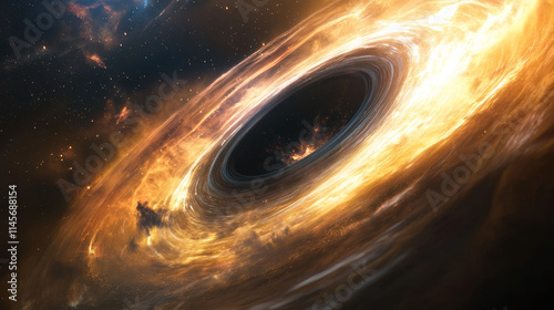 Cosmic Black Hole: Dramatic Dark Energy Halo, Cinematic HDR