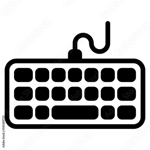 Stylish Wired Keyboard Icon for Digital Designs