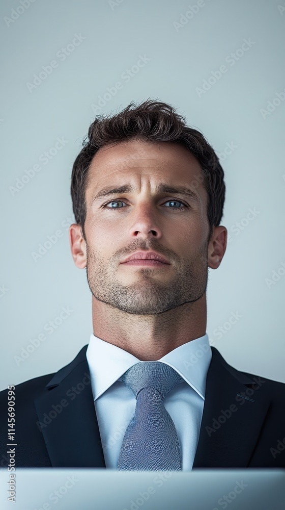 A man in a suit and tie is looking at the camera A man in a suit and tie is looking at the camera