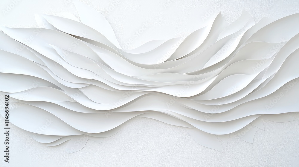 Obraz premium Abstract white paper wave pattern background.