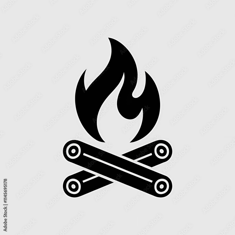 Campfire Icon in Silhouette Style Campfire Icon in Silhouette Style