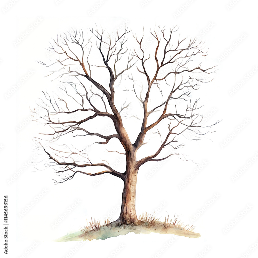Obraz premium watercolor trees on a white background, spring plant clipart
