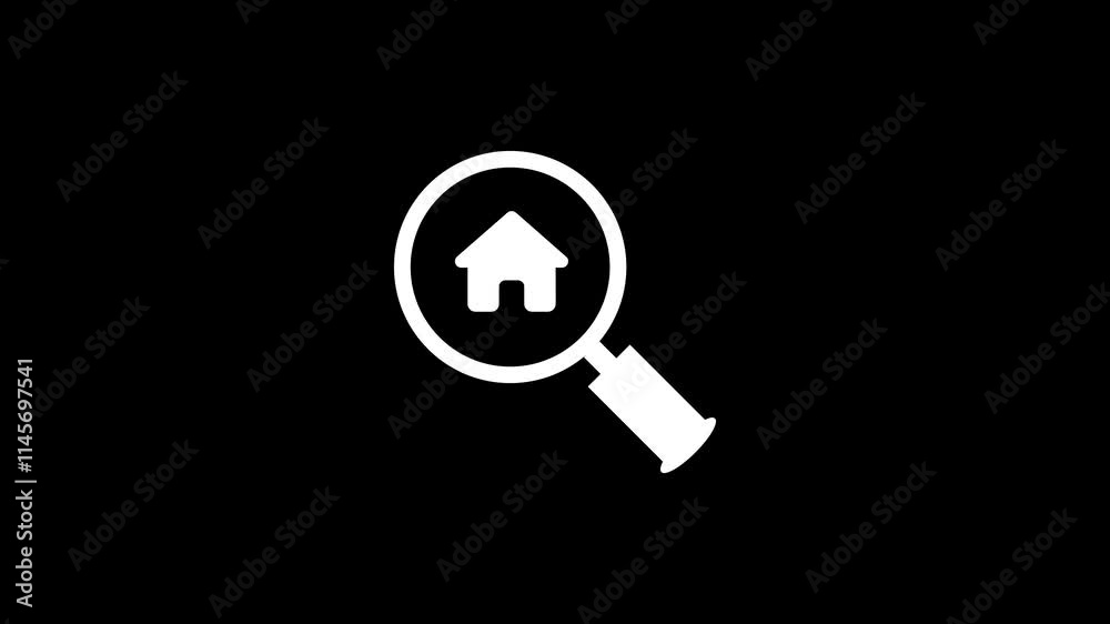 Magnifying Search Icon with Home Icon for Location Search. Magnifying Search Icon with Home Icon for Location Search.