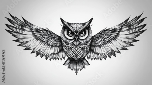 the owl tatto of illustration photo