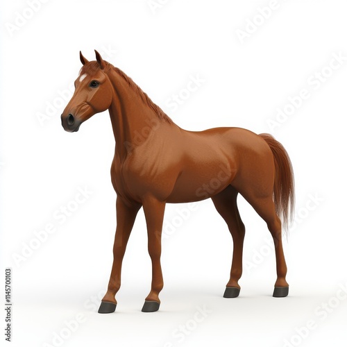 3D horse close-up stock image, isolated on a white background