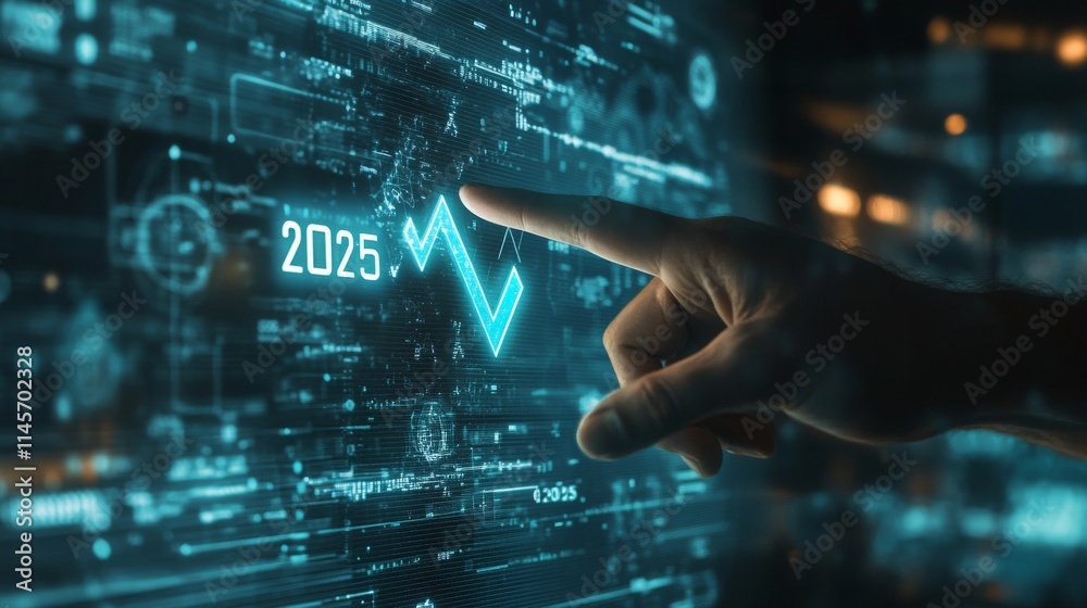 A businessman touches a digital progress bar indicating the transition from 2024 to 2025, symbolizing strategic planning, future readiness and challenge strategy for business startup A businessman touches a digital progress bar indicating the transition from 2024 to 2025, symbolizing strategic planning, future readiness and challenge strategy for business startup