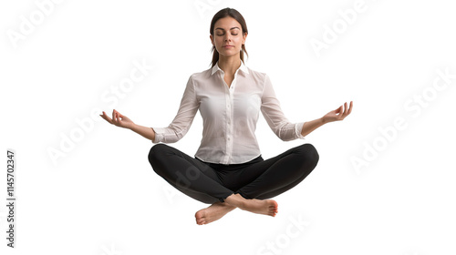 Businesswoman in Lotus Meditation Pose 