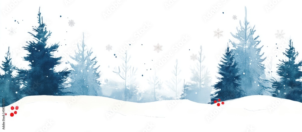 Winter wonderland landscape with frosty trees and gentle snowfall under a cloudy white sky before the Christmas season Winter wonderland landscape with frosty trees and gentle snowfall under a cloudy white sky before the Christmas season