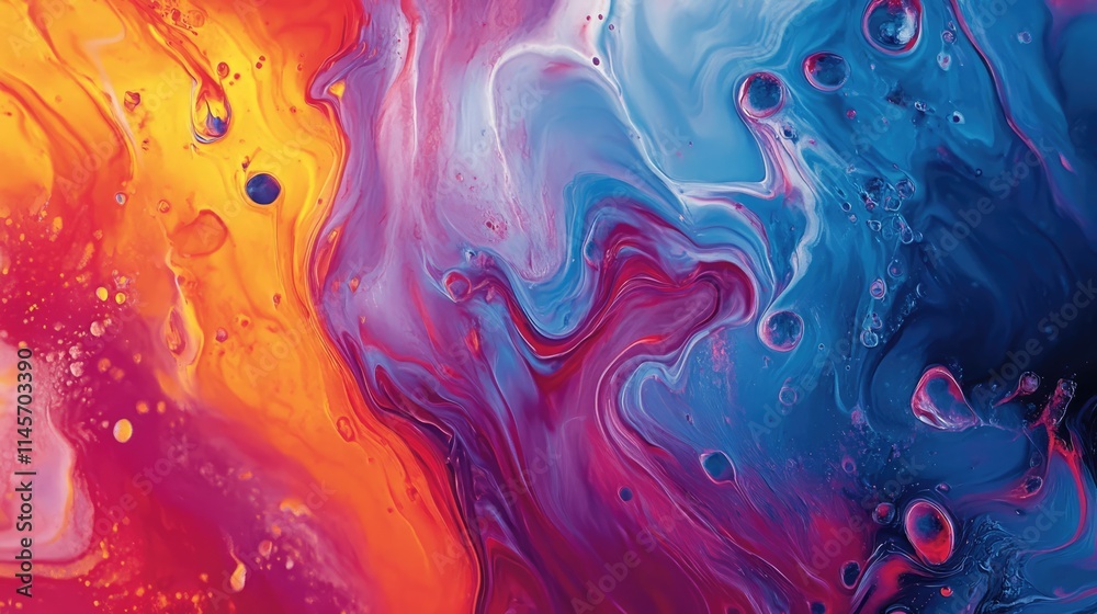 Fototapeta premium Vibrant Abstract Digital Painting Colorful Fluid Swirls and Textures Background