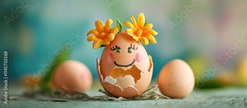 Easter eggshell figurine craft showcasing creativity and joy in children's art activities during festive celebrations photo