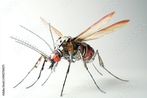 3D mosquito close-up stock image, isolated on a white background