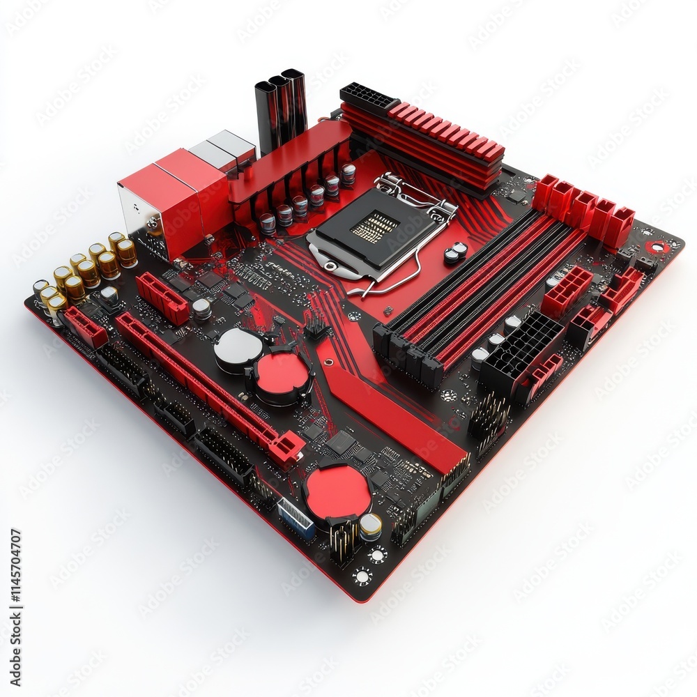 3D Motherboard Isolated and White Background 3D Motherboard Isolated and White Background