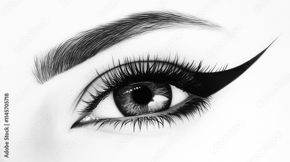 Elegant eye makeup artistry showcasing a bold eyeliner and luxurious lashes for a striking beauty aesthetic. Elegant eye makeup artistry showcasing a bold eyeliner and luxurious lashes for a striking beauty aesthetic.