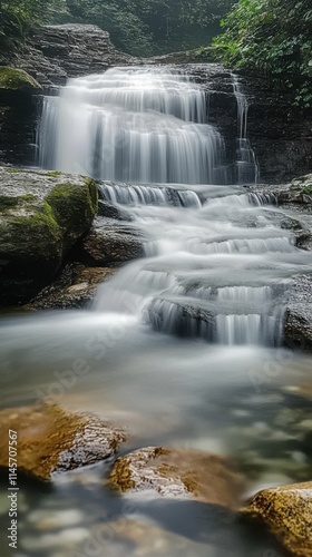 Waterfalls formed by mountain streams