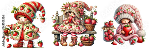 Strawberry and cute gnomes