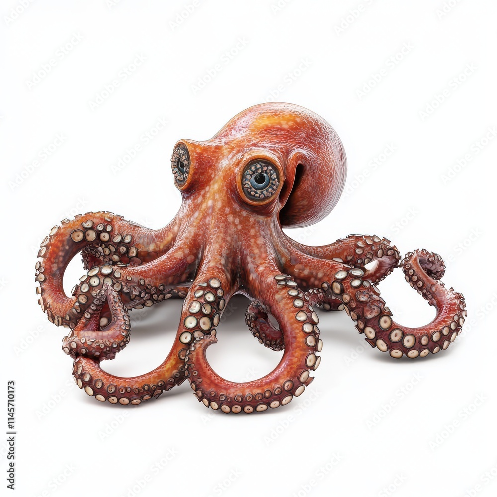 Obraz premium 3D Octopus Isolated and White Background