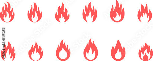 Seamless Pattern of Red Coral Fire Symbols