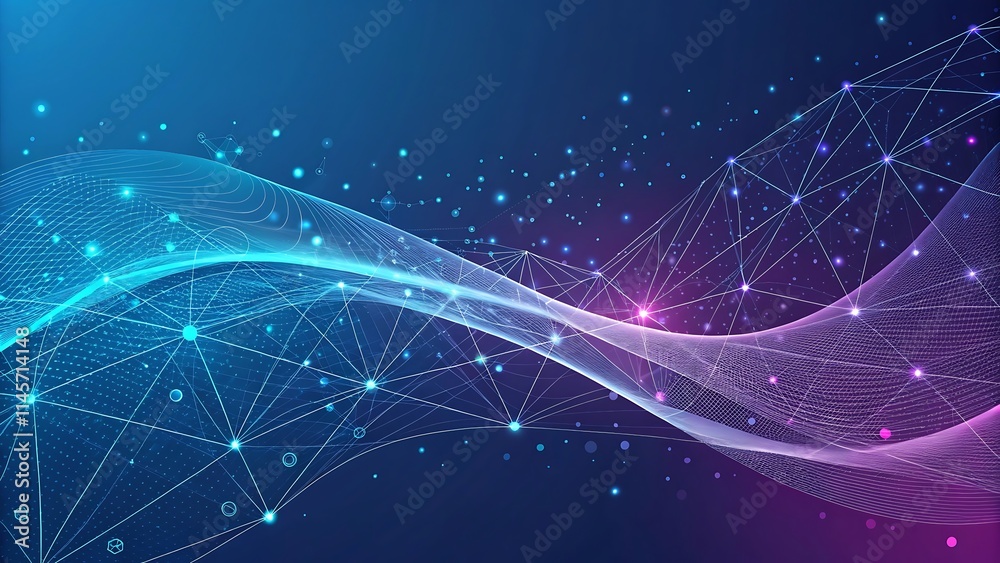 Fototapeta premium Abstract Digital Network Background with Glowing Nodes and Connections
