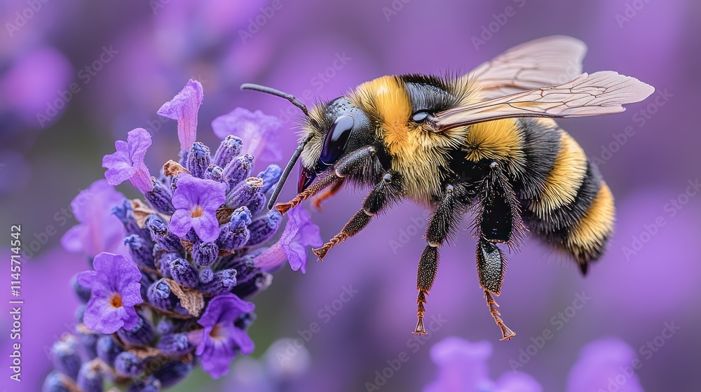 Close-up of a bee on lavender flowers. Close-up of a bee on lavender flowers.