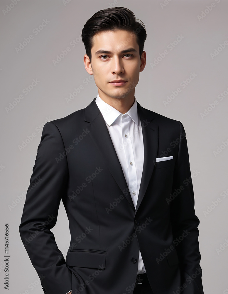 Fototapeta premium a portrait of a businessman with grey background