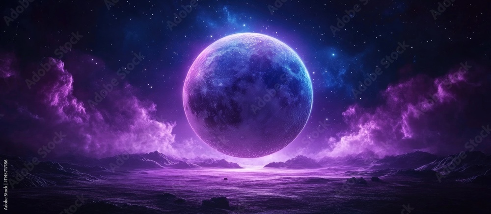 Obraz premium Astronomical observatory with telescopes and moonlit sky showcasing celestial observation and cosmic exploration in a vibrant setting