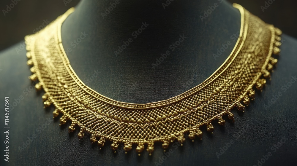 Exquisite Gold Necklace with Intricate Design and Detailed Craftsmanship Exquisite Gold Necklace with Intricate Design and Detailed Craftsmanship
