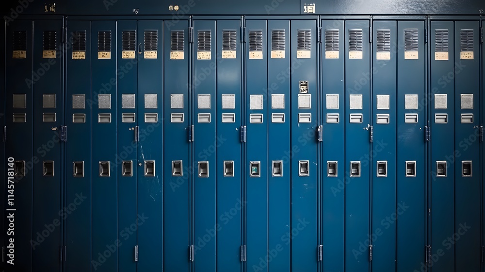 Row of High School Lockers Row of High School Lockers