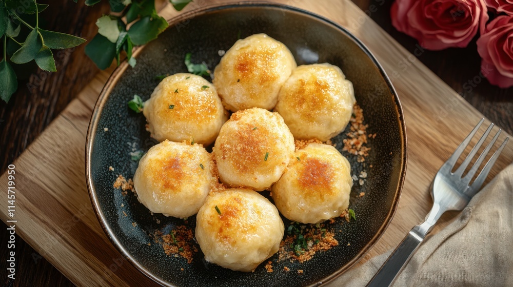 Several fried balls made of Rice noodles on the table