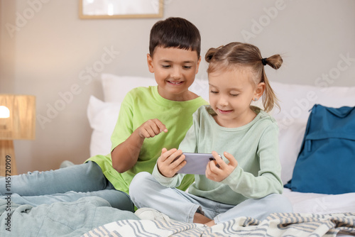 Cute happy little kids with...