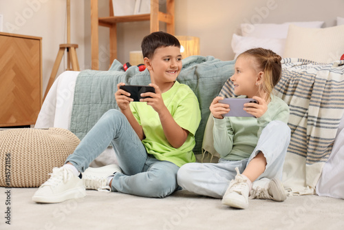 Cute happy little kids with...