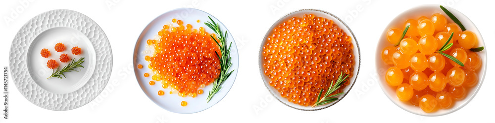 Set of fancy orange caviar in a delicate arrangement, isolated on a transparent background. Set of fancy orange caviar in a delicate arrangement, isolated on a transparent background.