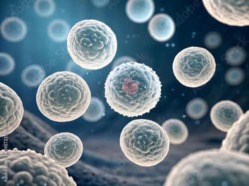 Macro image of many white blood cells created using AI
