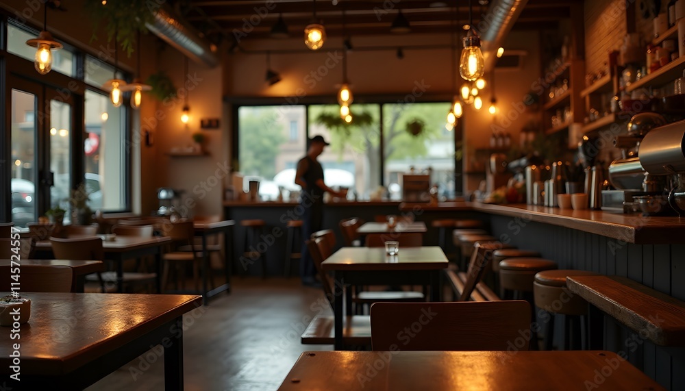 Cozy Cafe Interior Warm Lighting Wooden Tables Bar Restaurant Ambiance Cozy Cafe Interior Warm Lighting Wooden Tables Bar Restaurant Ambiance