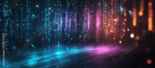 Multicolored abstract backdrop with glowing lights ideal for film production and creative announcements in modern media