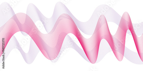 Sound wave illustration vector. Backdrop with lines and waves created using blend tool. parallel lines pattern, Digital landscape, presentations. Abstract multicolor gradient wave lines vector. white.