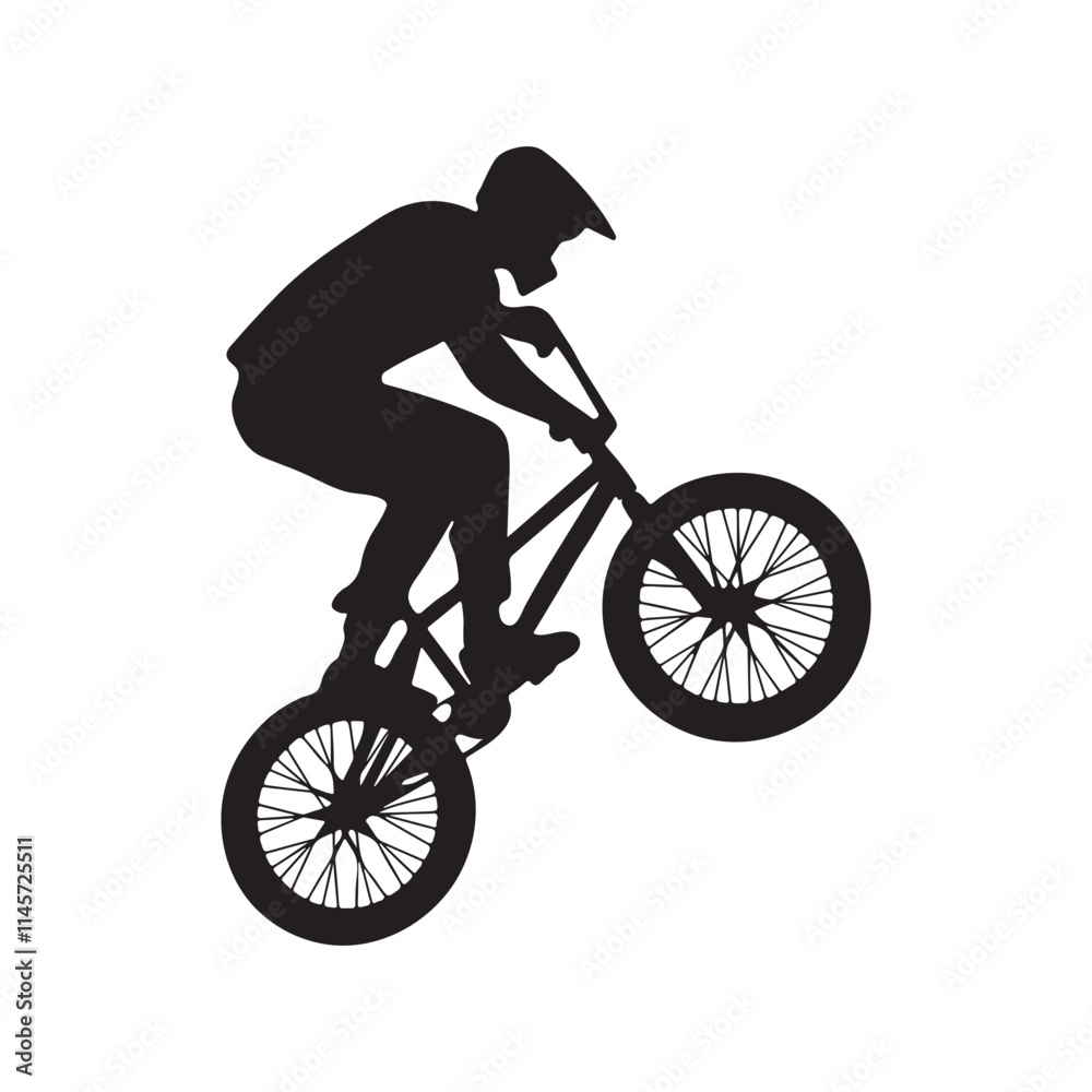 Obraz premium Silhouette cycle vector on white background