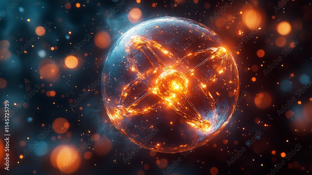 Obraz premium Quand le proton et le neutron se fixent aux electrons, personalize 3l2zexc