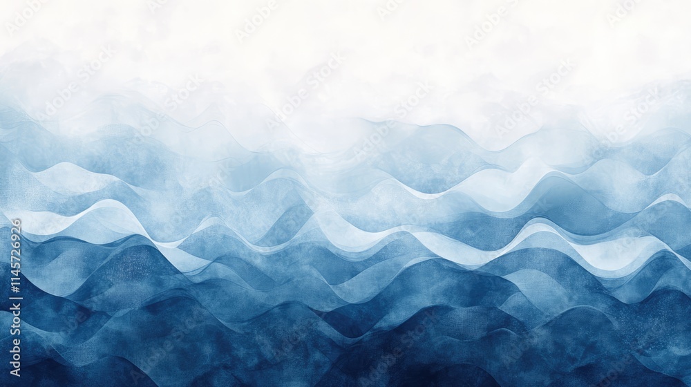 Obraz premium Calm blue waves abstract background with soft gradients and a textured grainy effect for soothing design projects.