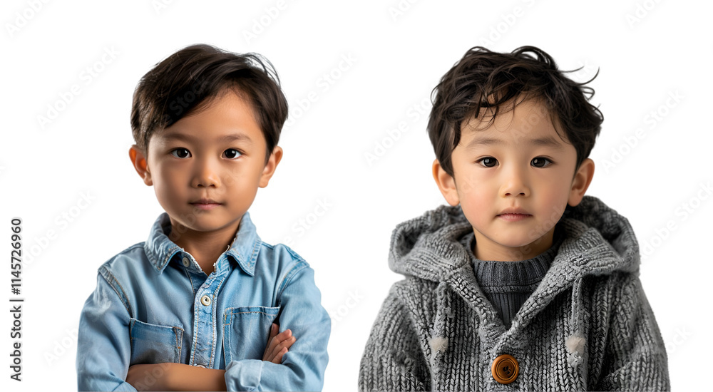Portrait of children going to school isolated on white background Portrait of children going to school isolated on white background