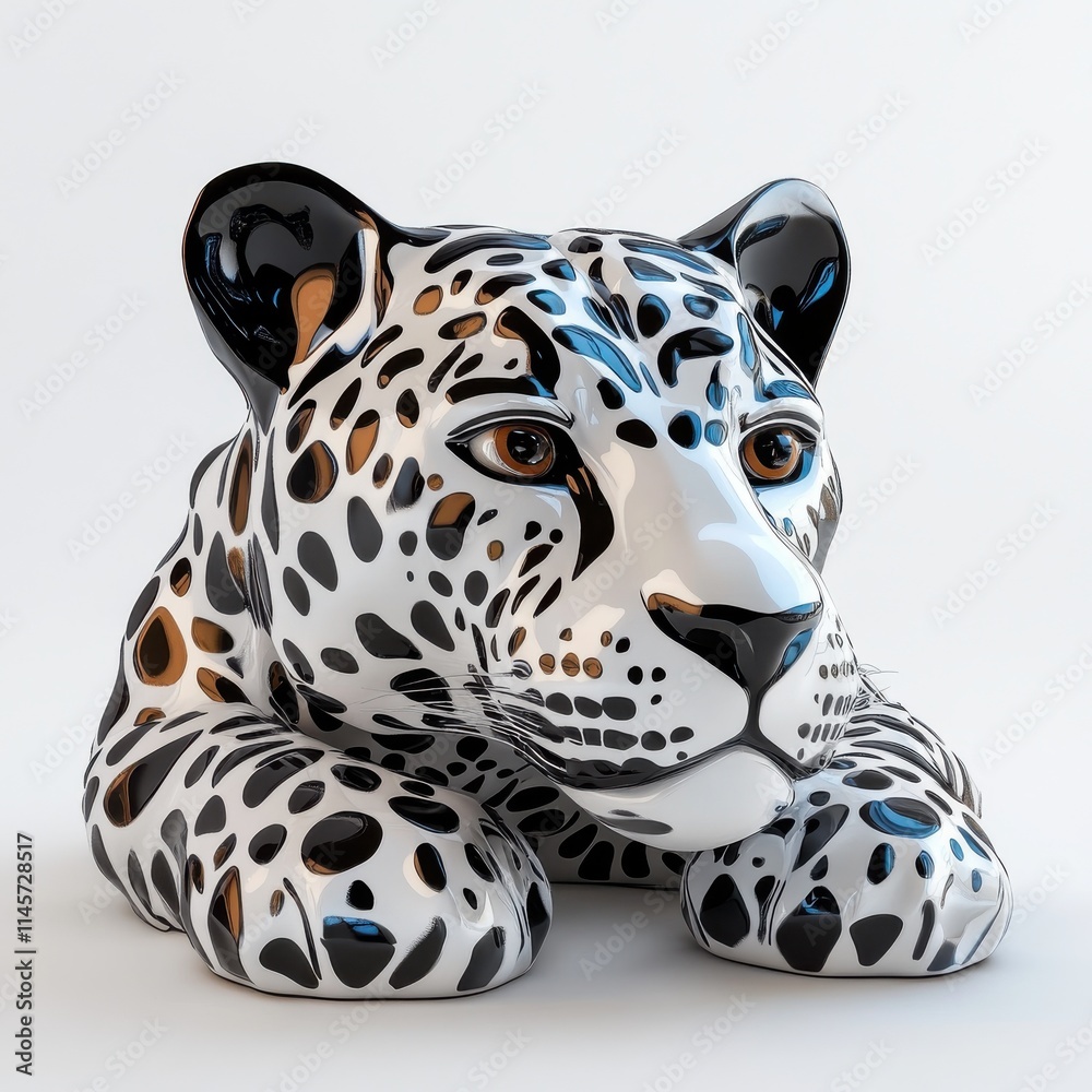 Naklejka premium 3D Leopard Isolated and White Background