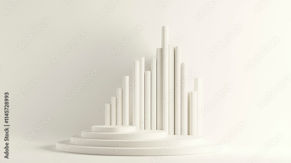 Obraz premium Abstract White Cylinders on Platform Minimalist 3D Render