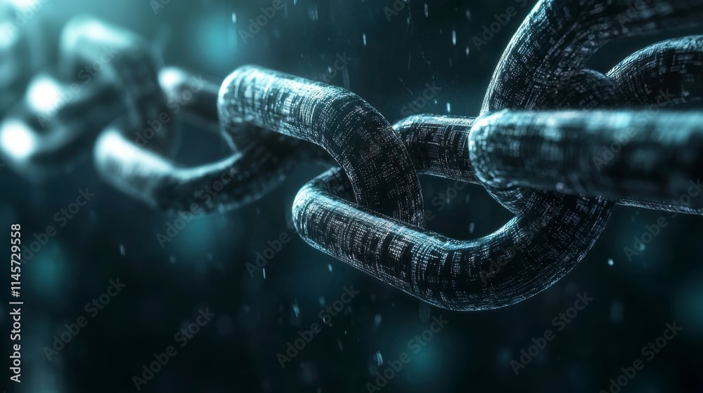 Digital Blockchain Chain Links, Abstract Technology Background