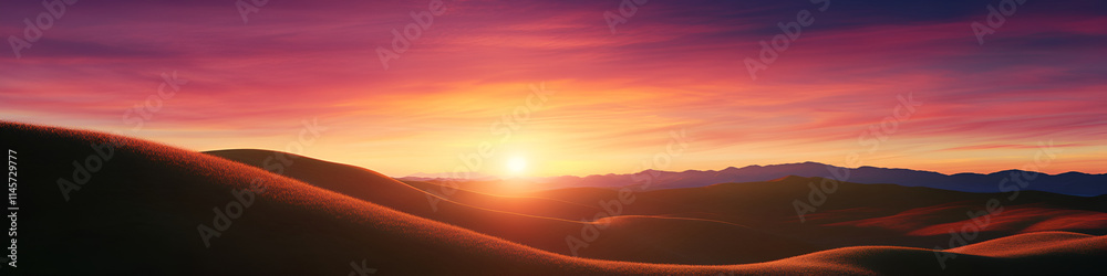 A stunning sunset over a minimalist mountain range A stunning sunset over a minimalist mountain range