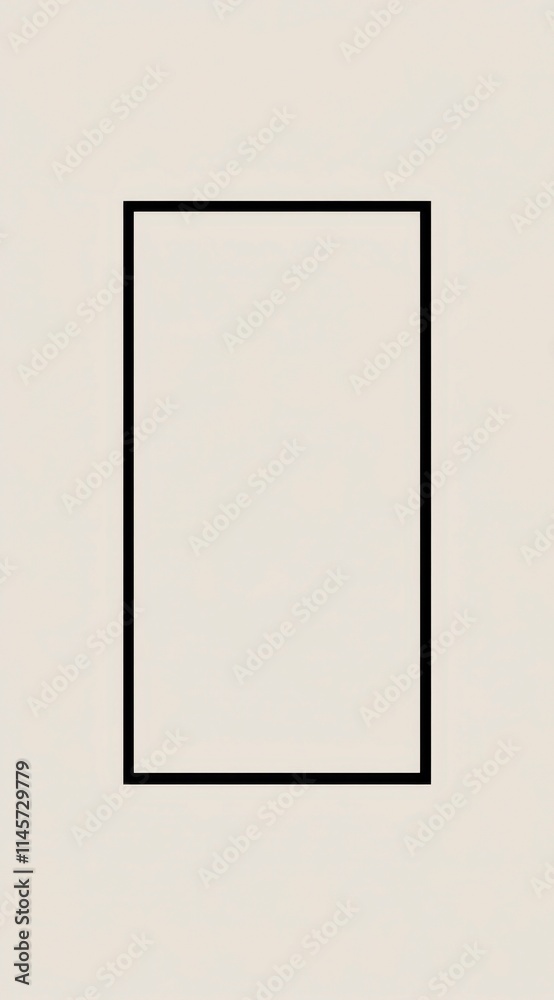 Simple Black Square Frame on Beige Background - Minimalist Design Element Simple Black Square Frame on Beige Background - Minimalist Design Element