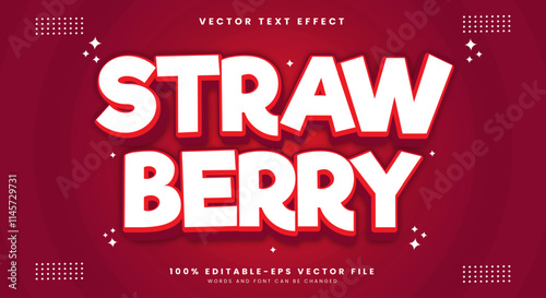 Strawberry fruit editable text effect Template Suitable for fresh fruit theme