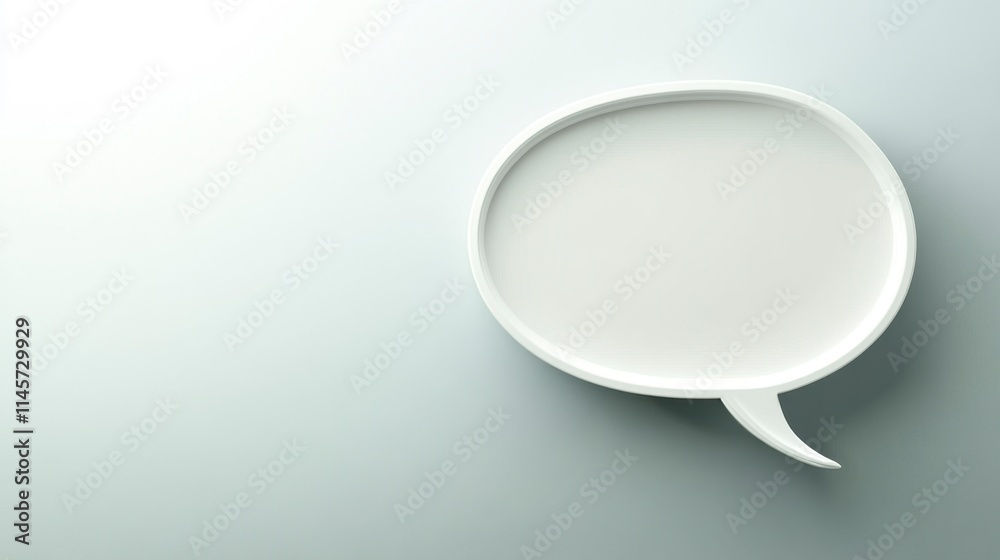 Empty White Speech Bubble on Silver Background - Minimalist Design Empty White Speech Bubble on Silver Background - Minimalist Design