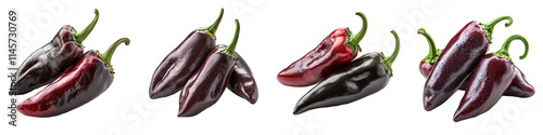 A vibrant collection of fresh chili chipotle peppers showcasing various colors and shapes, highlighting their rich textures and glossy surfaces.