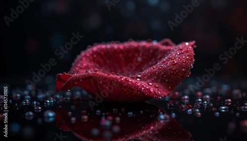 red rose in the rain