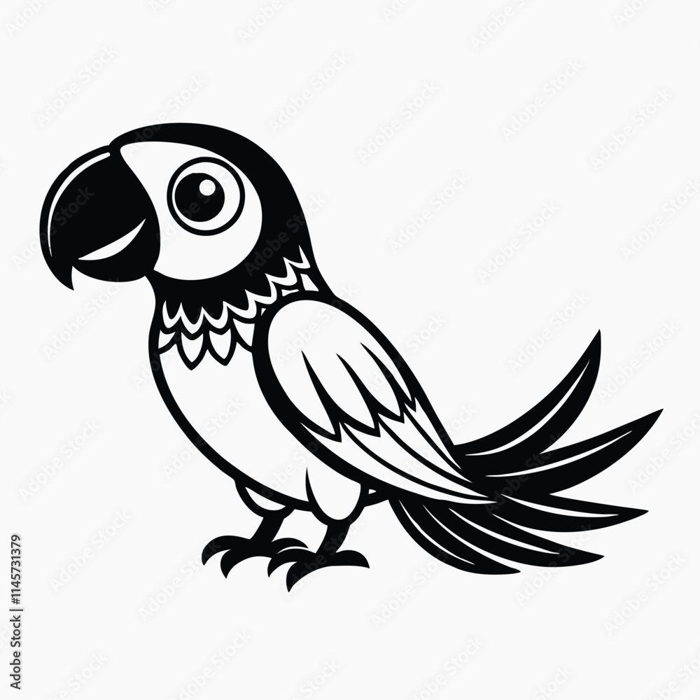 Cute macaw, ara parrot sitting on tree branch, tropical, exotic bird, cartoon vector illustration Cute macaw, ara parrot sitting on tree branch, tropical, exotic bird, cartoon vector illustration